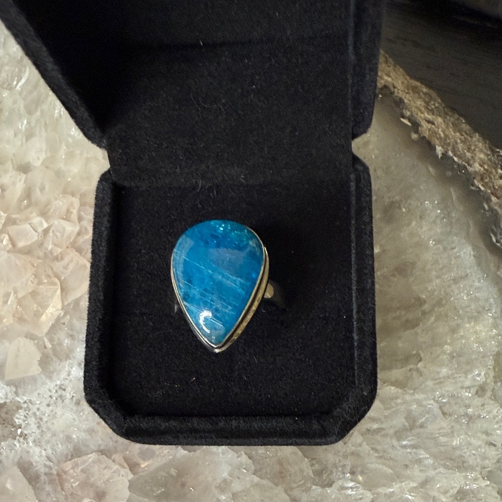 Blue Apatite Teardrop Ring